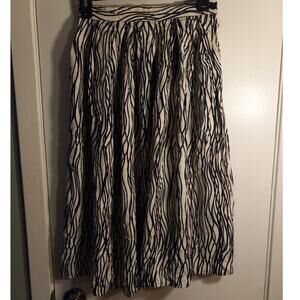 VNTG 90s Rafaella Graphic Waves Rayon Full Skirt 8 Fit Flare Modest Church Class